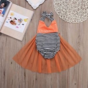 Orange and black tutu Halloween style dress